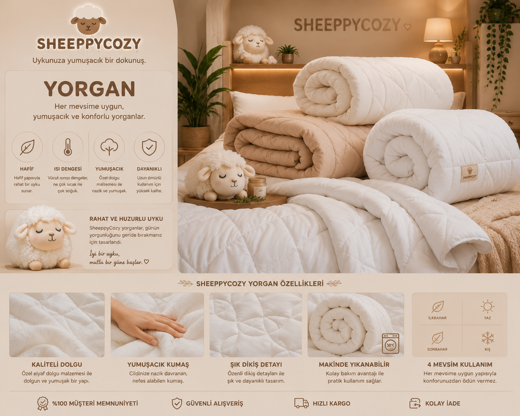 Sheeppycozy KUZU YÜNÜ YORGAN