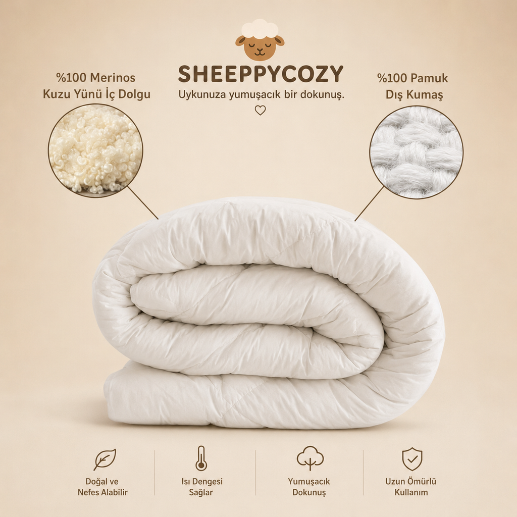 Sheeppycozy KUZU YÜNÜ YORGAN