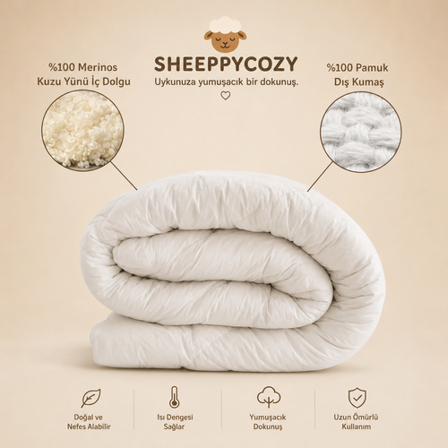 Sheeppycozy KUZU YÜNÜ YORGAN